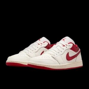 Nike Air Jordan 1 Low Ruby Mens Size 9/Womens 10.5 Sail Team Red